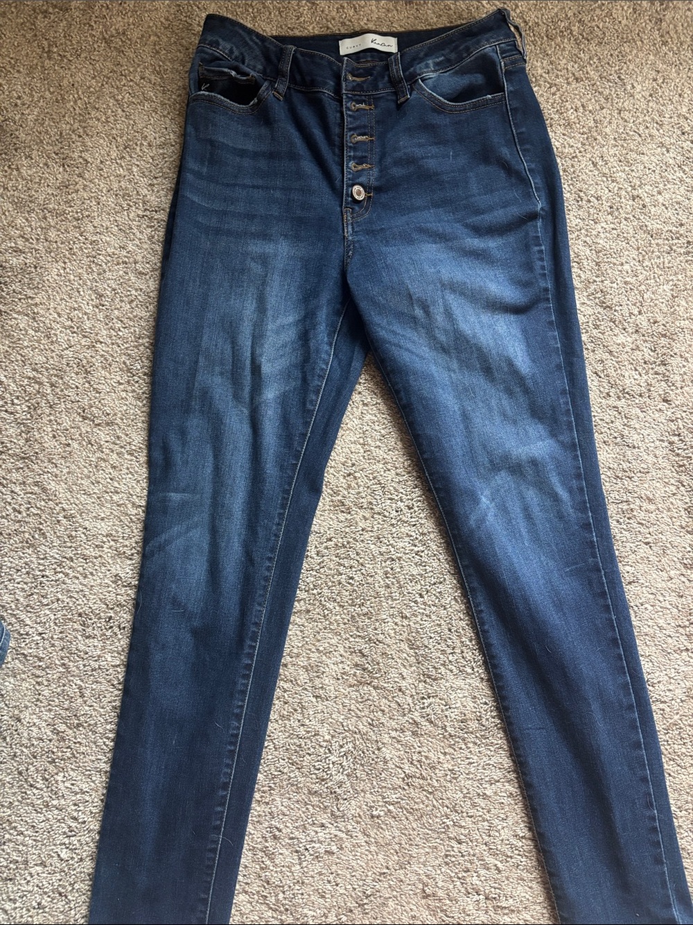 KanCan Dark Blue Button-Fly Skinny Jeans